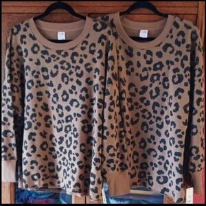 Secret Treasures~ 2 Tan and Black Leopard Sleep Tops